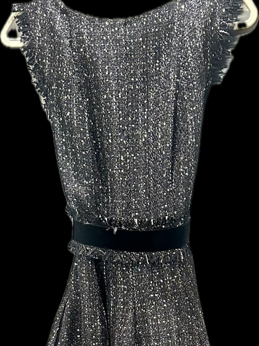 Talbot Runhof Black and White  Metallic Midi Cocktail Dress Size L